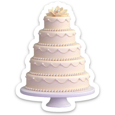 three-tier light pink wedding cake with pearl embellishments sticker