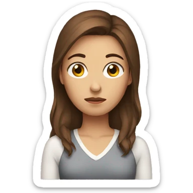 worried woman brown hair sticker