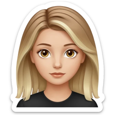 White girl hazel eyes with mid length light brown hair with platinum blonde highlights balayage sticker