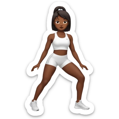 darkskin back woman in white sportswear Fit body focus chin to thigh sticker
