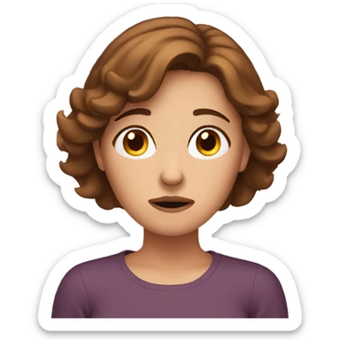 worried homely woman brown hair sticker