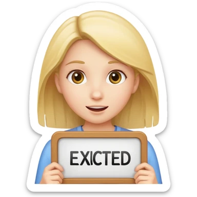 girl holding sign that says i’m excited sticker