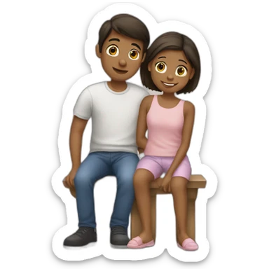 Fille qui fait un câlin à un garcons sticker