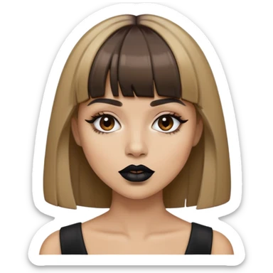 Zumbi mulher de cabelo loiro escuro e franjinha,com batom preto  sticker