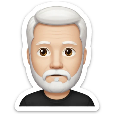 White haired muscled and attractive adult man with a black t-shirt. He has white beard and a long goatee. Dark brown eyes. sticker