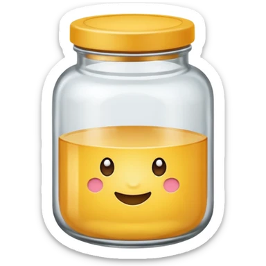 a small round jar with a lid sticker