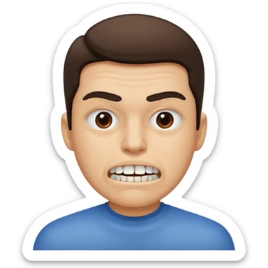 realistic grinding teeth emoji with their mouth closed sticker