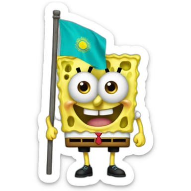 Spongebob with Kazakhstan flag sticker