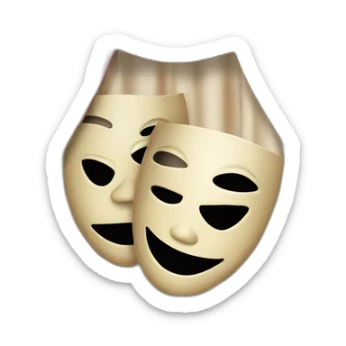 performing arts masks popping out of theatre curtains sticker