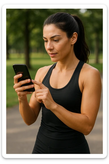 Donna sportiva che usa app contacalorie come myfitnesspal sticker