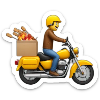 barbecue skewer on a motorbike making deliveries sticker