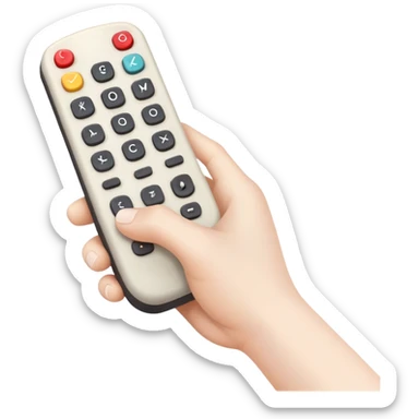 hand holding a remote control sticker
