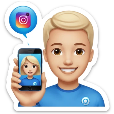 A realistic close-up photo of a professional-looking person smiling, with a blurred high-tech office background. Next to the person's face, there is a floating Instagram Blue Verified Badge. The lighting is cinematic, and the image looks like a high-end profile picture." sticker