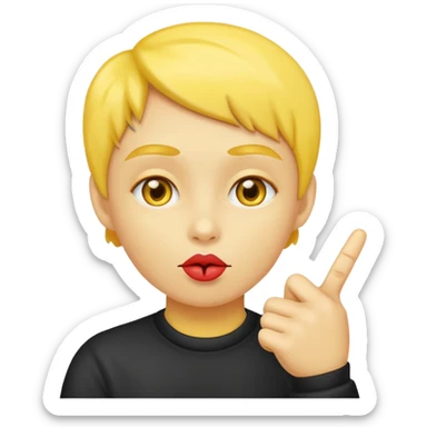 Yellow Face doing the finger thumb tap with a kissy face  sticker