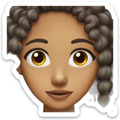 tan skinned girl with dark brown eyes and black curly hair sticker