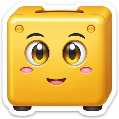 A yellow box with kirby eyes sticker