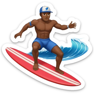 Dark muscular SUP surfer Hawaii wearing a baseball cap sticker