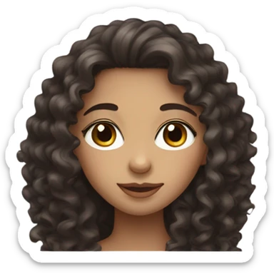 Curly haired girl with long eyelashes and dark brown hair  sticker