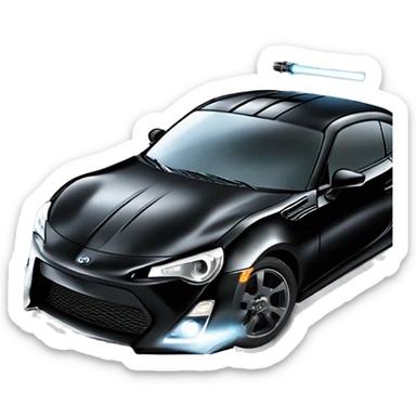 Fr-s Haunted Darth Vader’s ice cube race car with bright white headlights and glowing light saber bumpers  sticker
