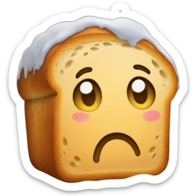 A loaf of sad bread on snow and emoji  sticker
