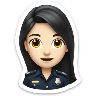 pale girl with long black hair with police uniform  sticker