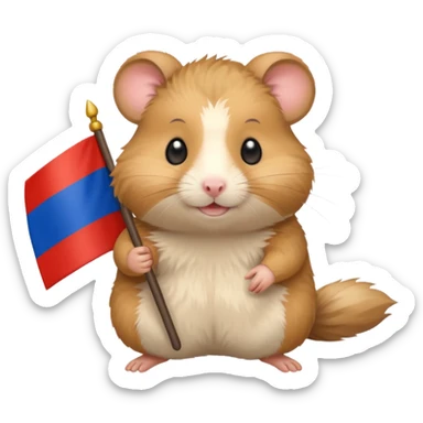 a hamster holding a Russian flag emoji sticker