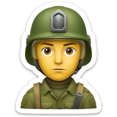 Soldier just face no body generic yellow skin with a BLANK  gunner helmet that IS GREEN AND has NO FUCKING ISIGNIA ON THE HELMET sticker