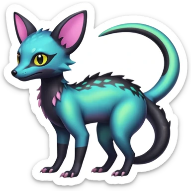 Neon pastel iridescent Salandit-Umbreon-Genet-Noivern-Civet-Hybrid (Full body) sticker