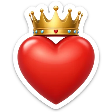 Corazon rojo con corona sticker