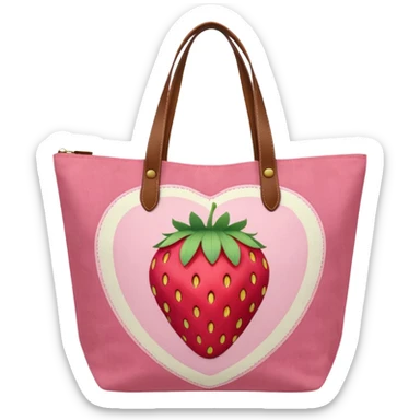 Pink strawberry tote bag sticker