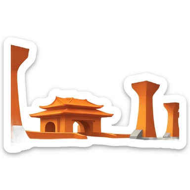 Orange ashram under a highway overpass  sticker