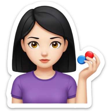 girl with black hair in short sleeves as a game piece sticker