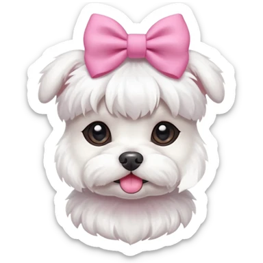 Maltese dog with a pink bow on his head sticker