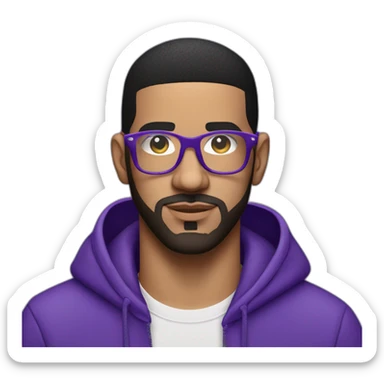 dj drake in purple hoodie and shiny rectangular glasses sticker
