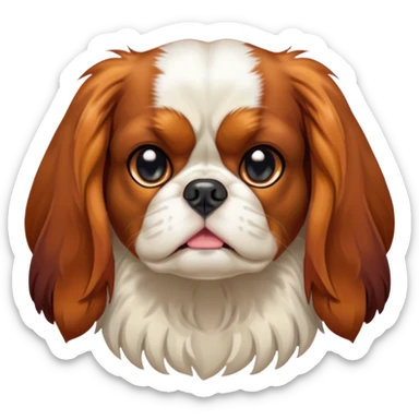 Cinematic Meme-Worthy Grumpy Tri-Colour Cavalier King Charles Spaniel Portrait Emoji, Head held high but eyes filled with dramatic disappointment, smooth tri-colour fur with striking black, white, and tan patches, deeply furrowed brow forming an unmistakable scowl, floppy ears slightly angled back in disapproval, piercing brown eyes glaring with pure exasperation, Simplified yet hilariously over-exaggerated features, highly detailed, glowing with an aura of supreme annoyance, high shine, exhausted yet judgmental, stylized with an almost regal pettiness, bright but brooding, soft glowing outline, capturing the essence of a companion that has seen it all and is thoroughly unimpressed, so meme-worthy it feels like it could instantly become the next viral sensation of grumpiness! sticker