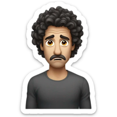 Man with big nose and dark long curly hair looking angry sticker