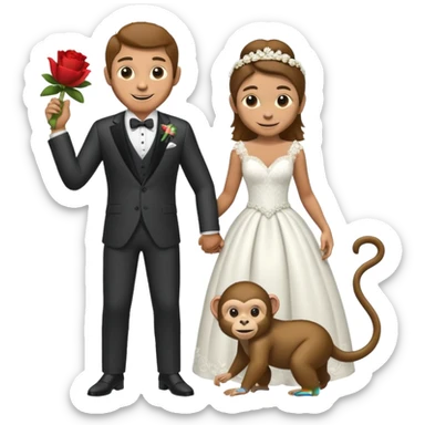 Full body man  marrying a monkey sticker