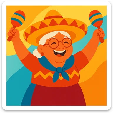 Add colorful maracas in both hands, keep vibrant and joyful style, festive and celebratory mood with vibrant colors. sticker