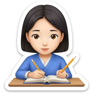 A studying asian girl sticker