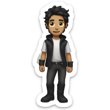 A male fae with black hair and black wings sticker