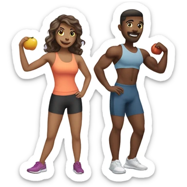 4 friends working out  sticker