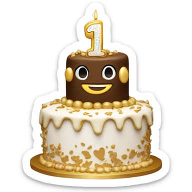 14th birthday cake gold sticker