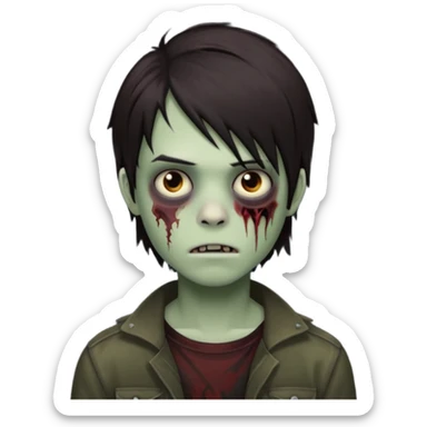 boy zombie with darkish brown medium lenght hair emo, no glasses sticker