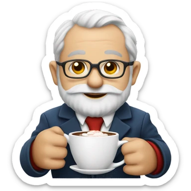 Give me a emoji of a gnome, wearing a suit, drinking hot cocoa sticker