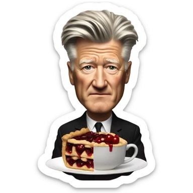 david lynch drinking coffee and cherry pie sticker