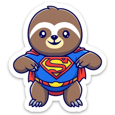 Sloth from The Goonies movie with deformed face and superman t-shirt sticker
