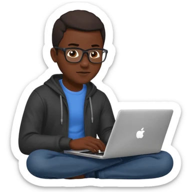 its a black colored man sitting working on a laptop with no face or anything sticker