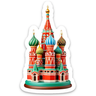 Moscow St. Basil's Cathedral in the form of a figurine souvenir on stand sticker