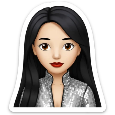 Chilli from TLC with long black hair, silver outfit sticker