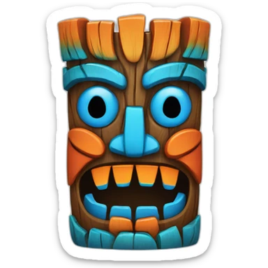 Tiki with colors blue and orange sticker